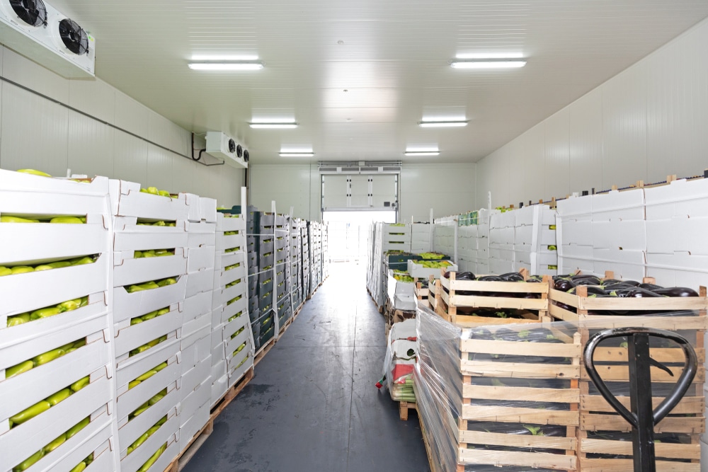 cold storage boxes of vegetables
